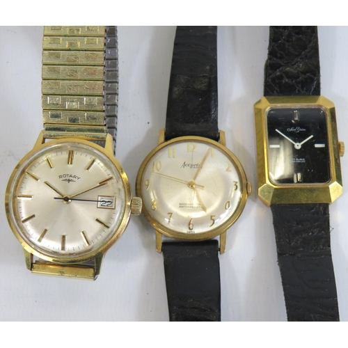 529 - Gents Vintage Gold Tone Wristwatches Hand-wind WORKING Inc. Rotary Etc. x 3      406369