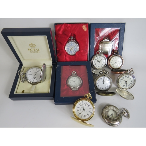 545 - Job Lot Men's Collectors POCKET WATCHES Quartz Untested x 10      406374