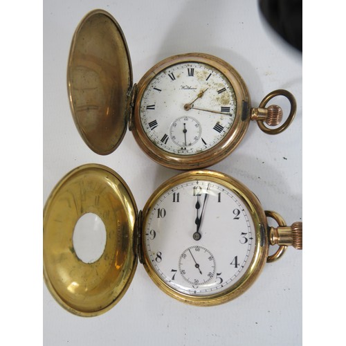 512 - Gents Vintage Rolled Gold Pocket Watches Hand-wind Inc. Half Hunter Etc. x 2      406365