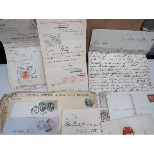 1563 - Very Interesting Antique Letters/Documents with Victorian Stamps affixed. One hand written letter fr... 