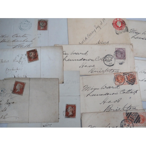 1565 - Very Interesting Victorian Letters & Documents with Victorian stamps affixed such as Twopenny Blues,... 