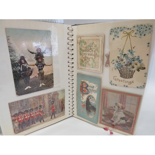 1583 - Well presented album of Vintage postcards. Some photo topographical, WW1 and Comic. Good selection. ... 