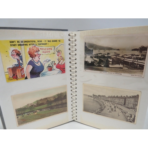 1583 - Well presented album of Vintage postcards. Some photo topographical, WW1 and Comic. Good selection. ... 