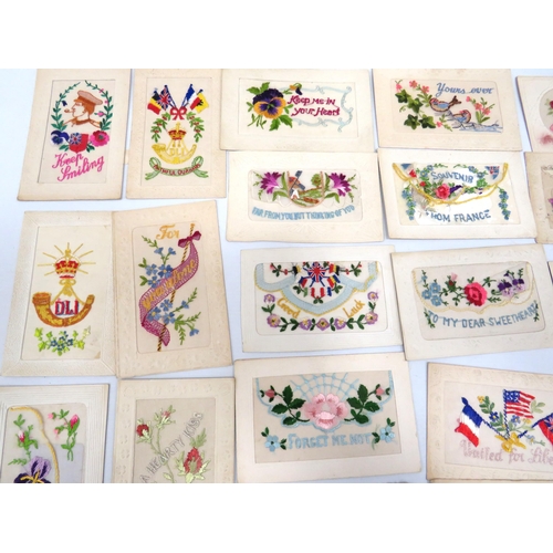 1584 - Selection of WW1 Era embroidered postcards. See photos.