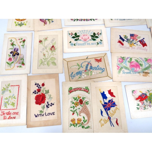 1584 - Selection of WW1 Era embroidered postcards. See photos.