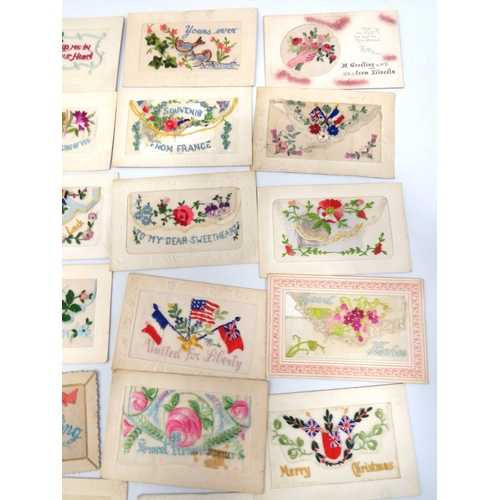 1584 - Selection of WW1 Era embroidered postcards. See photos.