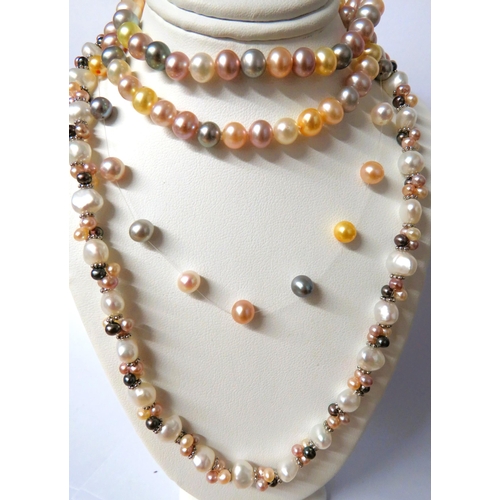 212A - Two Honara Pearl Necklaces  (18 inches) with 925 Silver Clasps plus one other with a 14ct Yellow Gol... 