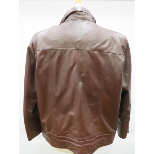 1741 - Very Soft Brown Leather jacket with double breasted pockets.   UK size Small to Medium. See photos.