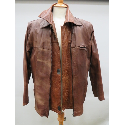 1742 - Brown Leather Jerkin by Fox Leather, UK Size Large plus a Soft Brown Leather Jacket to match UK size... 