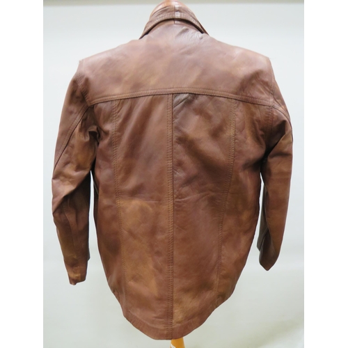 1742 - Brown Leather Jerkin by Fox Leather, UK Size Large plus a Soft Brown Leather Jacket to match UK size... 