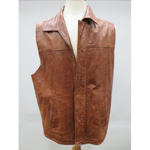 1742 - Brown Leather Jerkin by Fox Leather, UK Size Large plus a Soft Brown Leather Jacket to match UK size... 