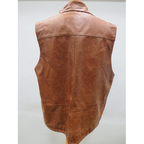 1742 - Brown Leather Jerkin by Fox Leather, UK Size Large plus a Soft Brown Leather Jacket to match UK size... 