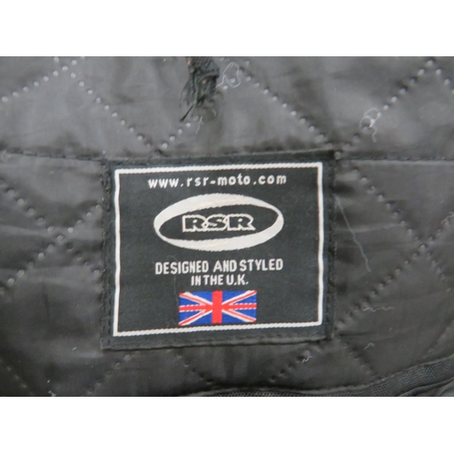 1744 - RSR Motorcycle jacket in Excellent condition Padded Shoulders and elbows and lower back areas for pr... 