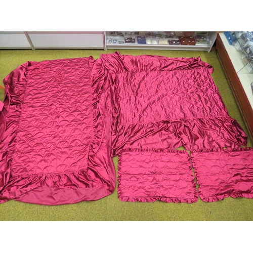 1750 - Two, single bed sized Satin bed covers in Damask with two matching pillowcases. See photos.