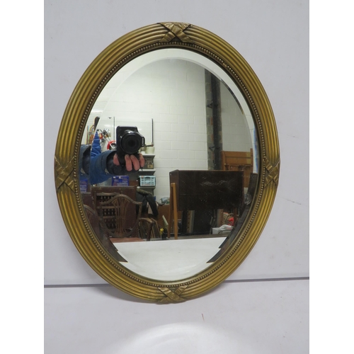 1 - Small bevel edge oval mirror, 16 3/4