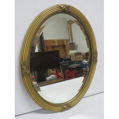 1 - Small bevel edge oval mirror, 16 3/4