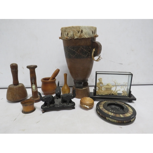 6 - Selection of various wooden items including ethnic and oriental etc.