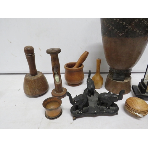 6 - Selection of various wooden items including ethnic and oriental etc.