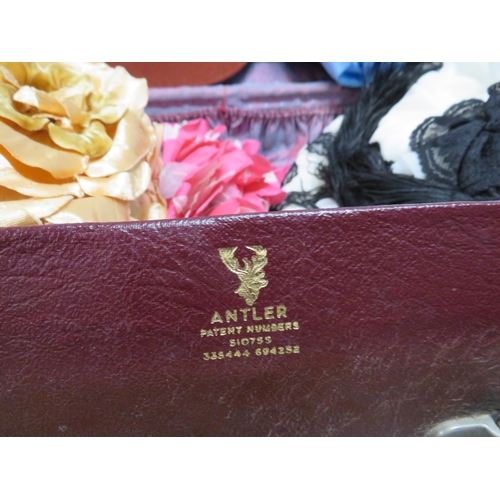 7 - Vintage Antler suitcase and various ladies vintage hats.