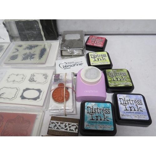 28 - Large seelction of crafting stencils, cutters, ink etc.