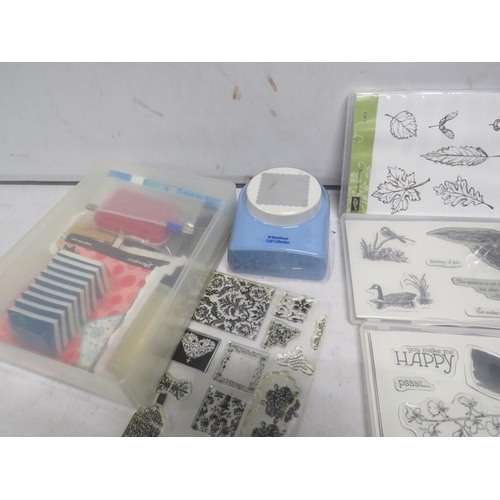 28 - Large seelction of crafting stencils, cutters, ink etc.