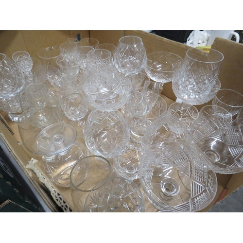 34 - 2 boxes of various crystal glass including bowls, vases, drinking glasses etc some by Royal Doulton.