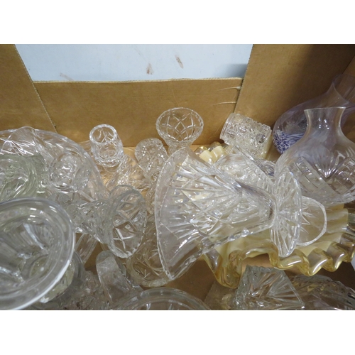 34 - 2 boxes of various crystal glass including bowls, vases, drinking glasses etc some by Royal Doulton.