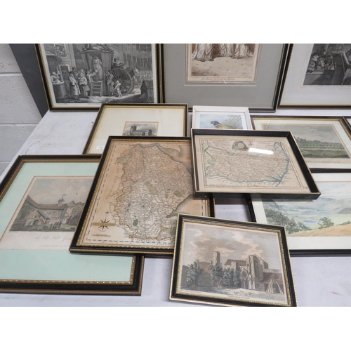 64 - Large selection of various framed pictures including watercolours and lithographs etc.