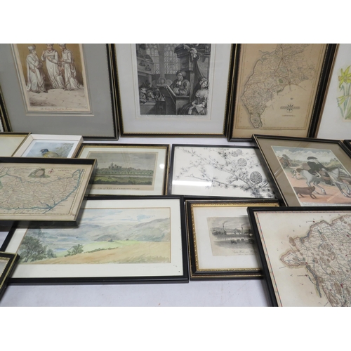 64 - Large selection of various framed pictures including watercolours and lithographs etc.