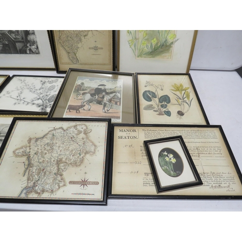 64 - Large selection of various framed pictures including watercolours and lithographs etc.