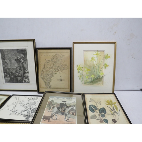 64 - Large selection of various framed pictures including watercolours and lithographs etc.