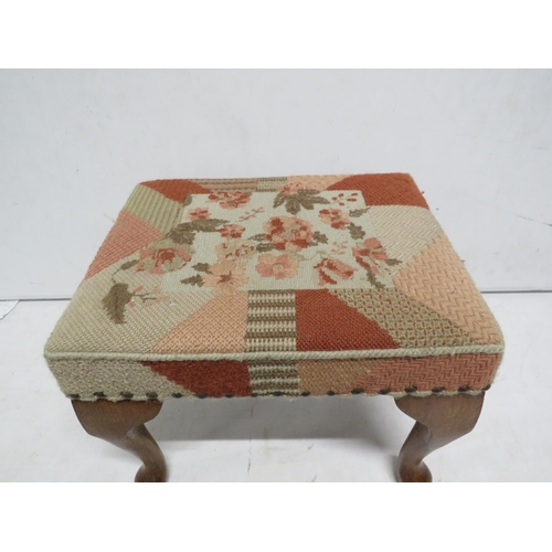 69 - Small embroided foot stool.