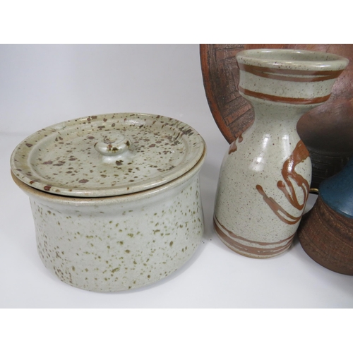 160 - Selection of Salt Glazed Stoneware plus a Glazed Terracotta Greek Style Dish. See photo.