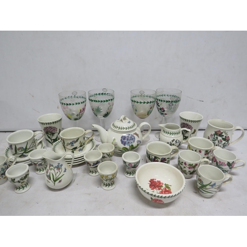 133 - Large selection of Portmeirion pottery in the botanic gardens pattern, including 4 large wine glasse... 