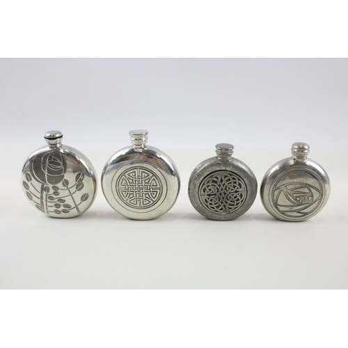 210 - Pewter Flasks Inc Charles Rennie Mackintosh Floral & Celtic Patter Engraving     440666