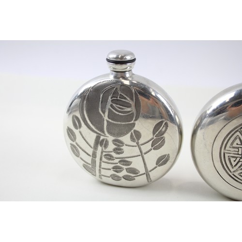 210 - Pewter Flasks Inc Charles Rennie Mackintosh Floral & Celtic Patter Engraving     440666