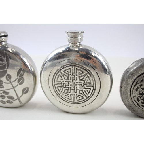 210 - Pewter Flasks Inc Charles Rennie Mackintosh Floral & Celtic Patter Engraving     440666