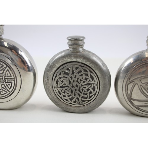 210 - Pewter Flasks Inc Charles Rennie Mackintosh Floral & Celtic Patter Engraving     440666