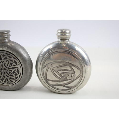 210 - Pewter Flasks Inc Charles Rennie Mackintosh Floral & Celtic Patter Engraving     440666