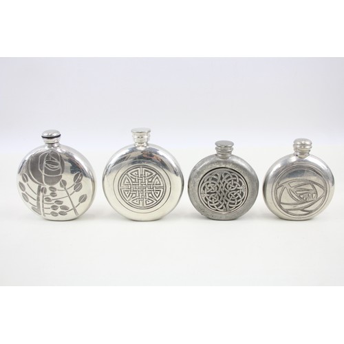 210 - Pewter Flasks Inc Charles Rennie Mackintosh Floral & Celtic Patter Engraving     440666