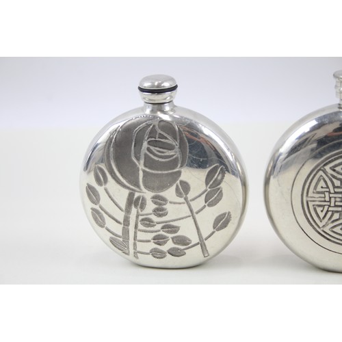 210 - Pewter Flasks Inc Charles Rennie Mackintosh Floral & Celtic Patter Engraving     440666