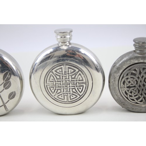 210 - Pewter Flasks Inc Charles Rennie Mackintosh Floral & Celtic Patter Engraving     440666