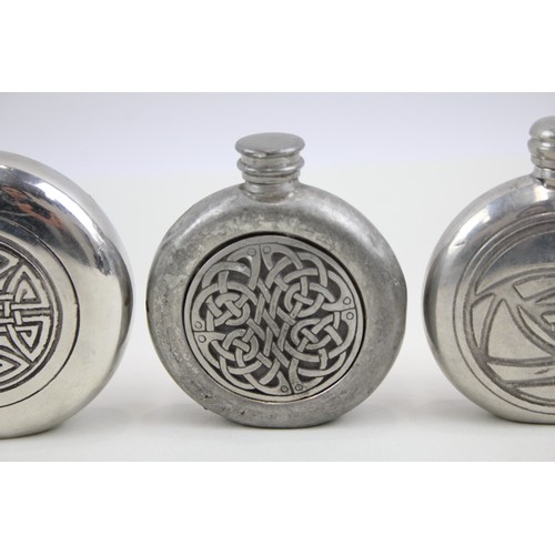 210 - Pewter Flasks Inc Charles Rennie Mackintosh Floral & Celtic Patter Engraving     440666