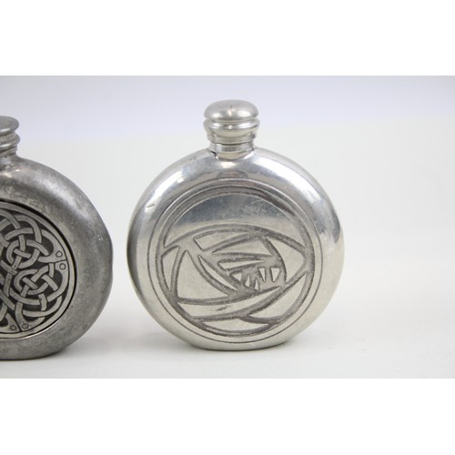 210 - Pewter Flasks Inc Charles Rennie Mackintosh Floral & Celtic Patter Engraving     440666