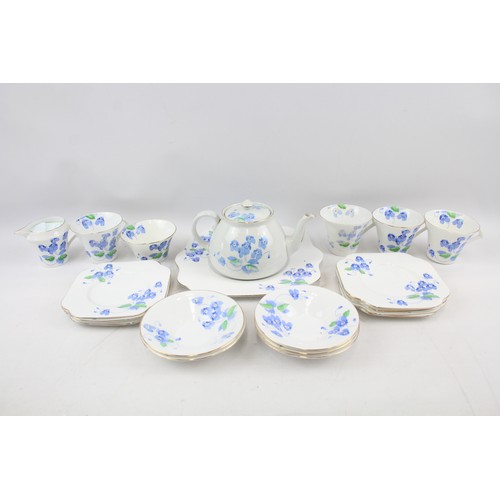 213 - Colclough Longton England Bone China Part Tea Set Art Deco Blue Pansies Job Lot     550282