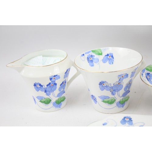 213 - Colclough Longton England Bone China Part Tea Set Art Deco Blue Pansies Job Lot     550282