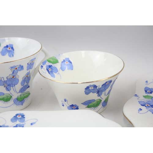 213 - Colclough Longton England Bone China Part Tea Set Art Deco Blue Pansies Job Lot     550282