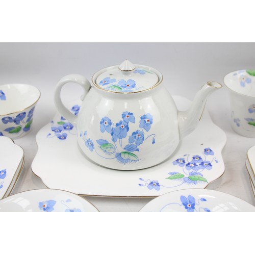 213 - Colclough Longton England Bone China Part Tea Set Art Deco Blue Pansies Job Lot     550282