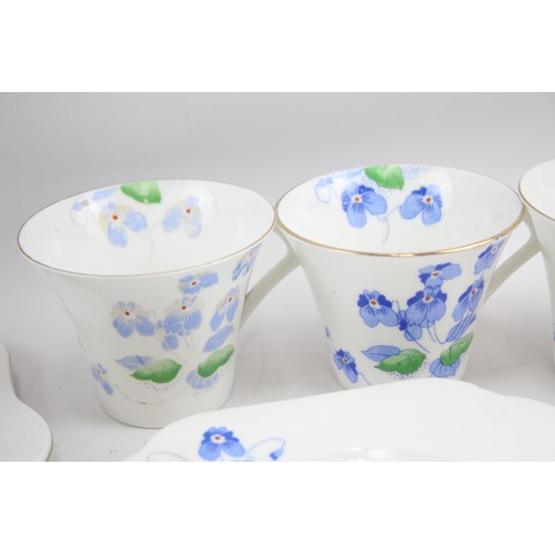 213 - Colclough Longton England Bone China Part Tea Set Art Deco Blue Pansies Job Lot     550282