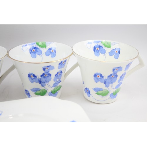 213 - Colclough Longton England Bone China Part Tea Set Art Deco Blue Pansies Job Lot     550282